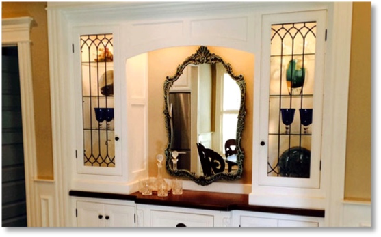 Leaded Glass Inserts custom made to your existing cabinet door size using our designs